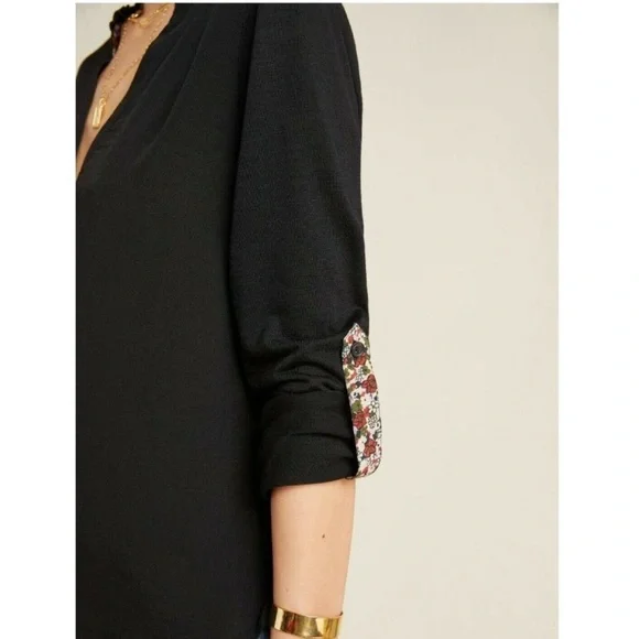 Anthro | Porridge Aiden Roll Tab Sleeve Blouse - Picture 3 of 8